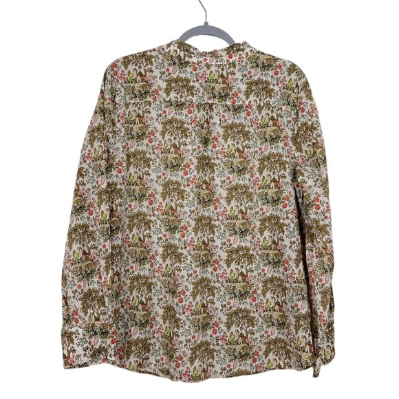 Talbots New Women’s XL Long Sleeve Lightweight 1/2 Button Countryside Print Top - Picture 2 of 8